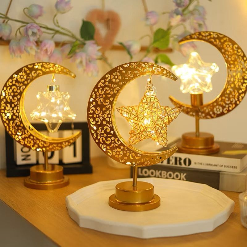 Lampu meja dekorasi ramadhan bulan bintang