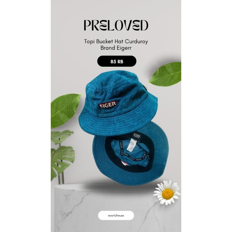 Preloved Topi Bucket Hat Wanita Curduroy Brand Eiger