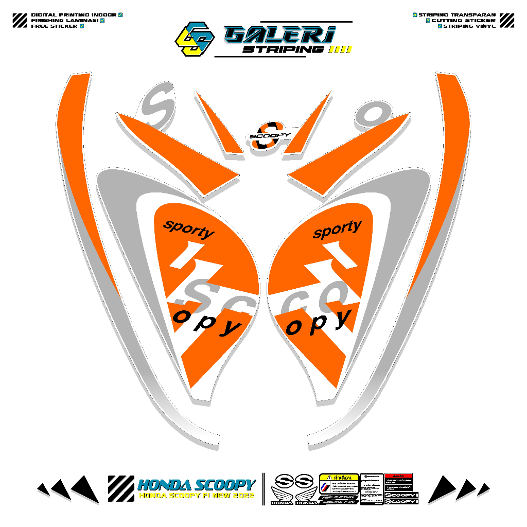 STRIPING HONDA SCOOPY FI TAHUN 2021-2022 MOTIF 4 STIKER SCOOPY Fi SPORTY PRESTIGE STYLISH LIS ORI