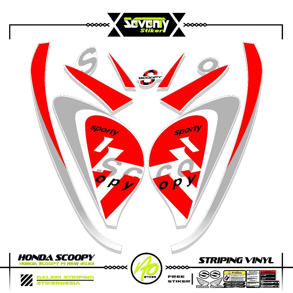 STRIPING HONDA SCOOPY FI TAHUN 2021-2022 MOTIF 3 STIKER SCOOPY Fi SPORTY PRESTIGE STYLISH LIS ORI