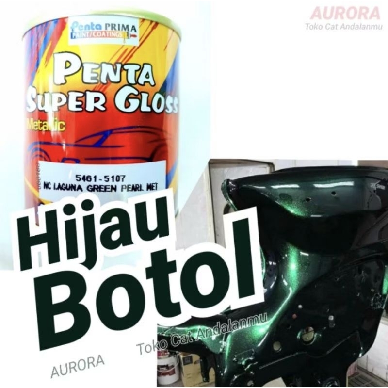 Cat Hijau Botol 200Ml Penta Super Gloss ljo Laguna Green Pearl Metallic Metalik Metalic 200gram