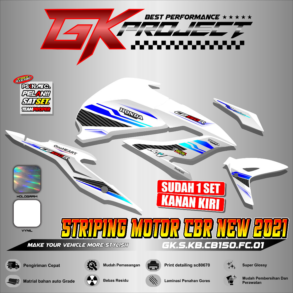 STRIPING CB 150R FACELIFT | STRIPING HONDA CB 150R FACELIFT KEREN TRANSPARAN HOLOGRAM GK 01