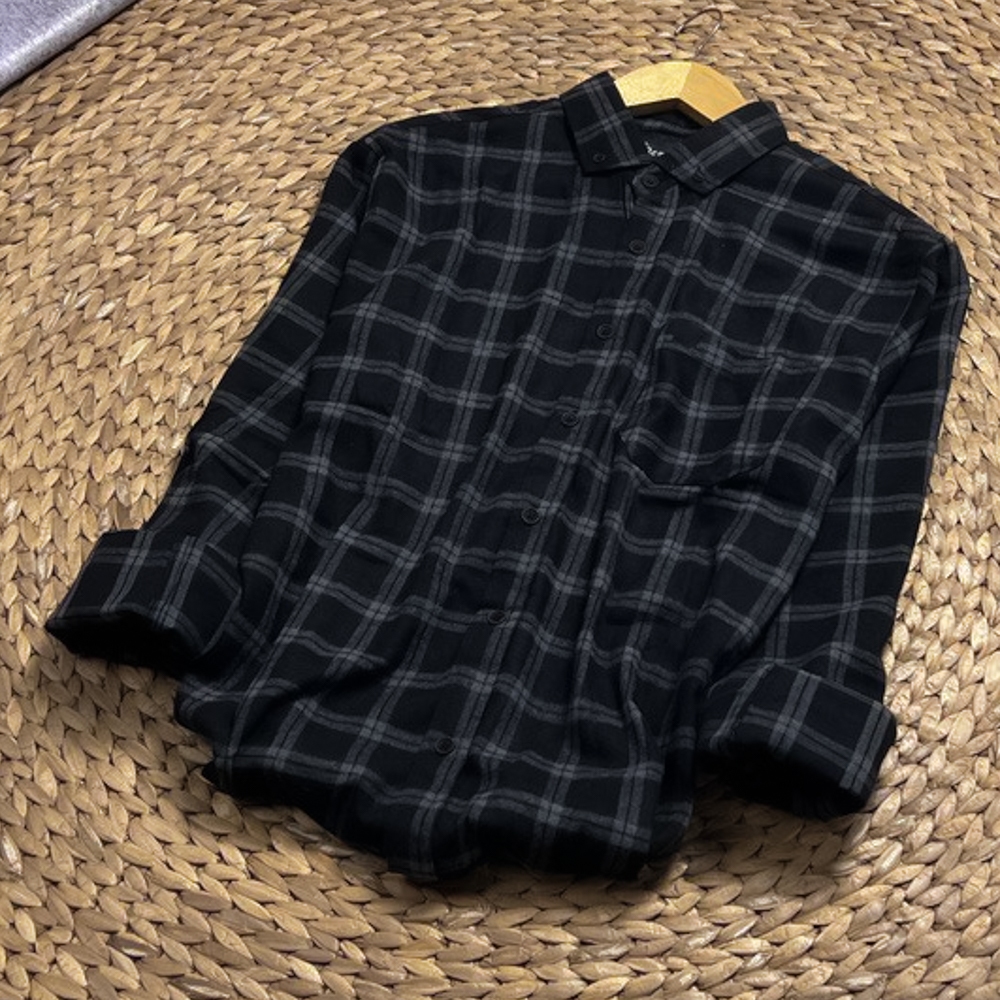 Kemeja Flanel Pria Lengan Panjang Slim Fit Hem Baju Kasual Premium Kotak Kotak dan Garis Garis