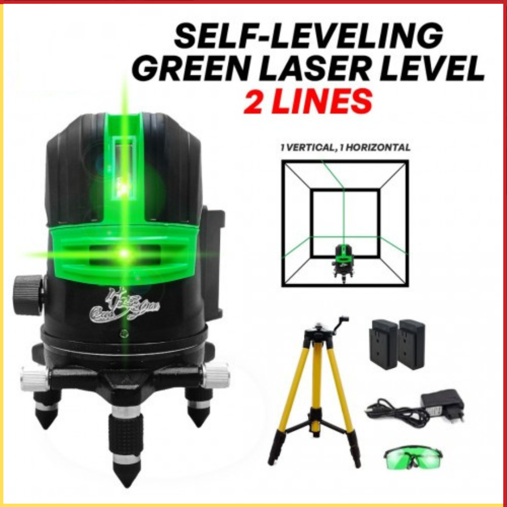 PROMO Laser Level Profesional 2 Line Self Leveling Projector Laser Dinding Keramik Laser Bangunan