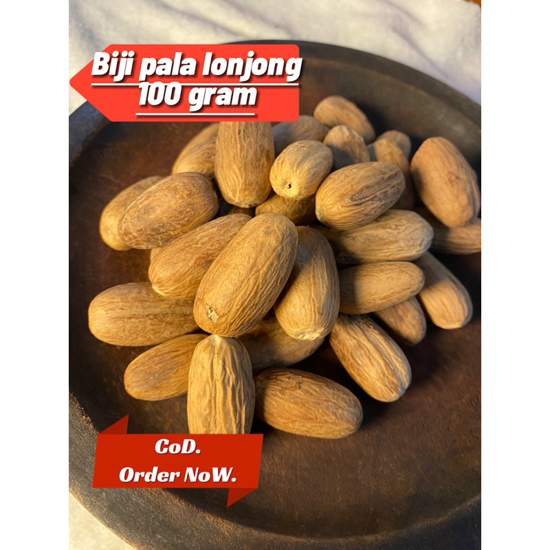

Biji pala lonjong 100gr / biji pala lonjong utuh / rempah
