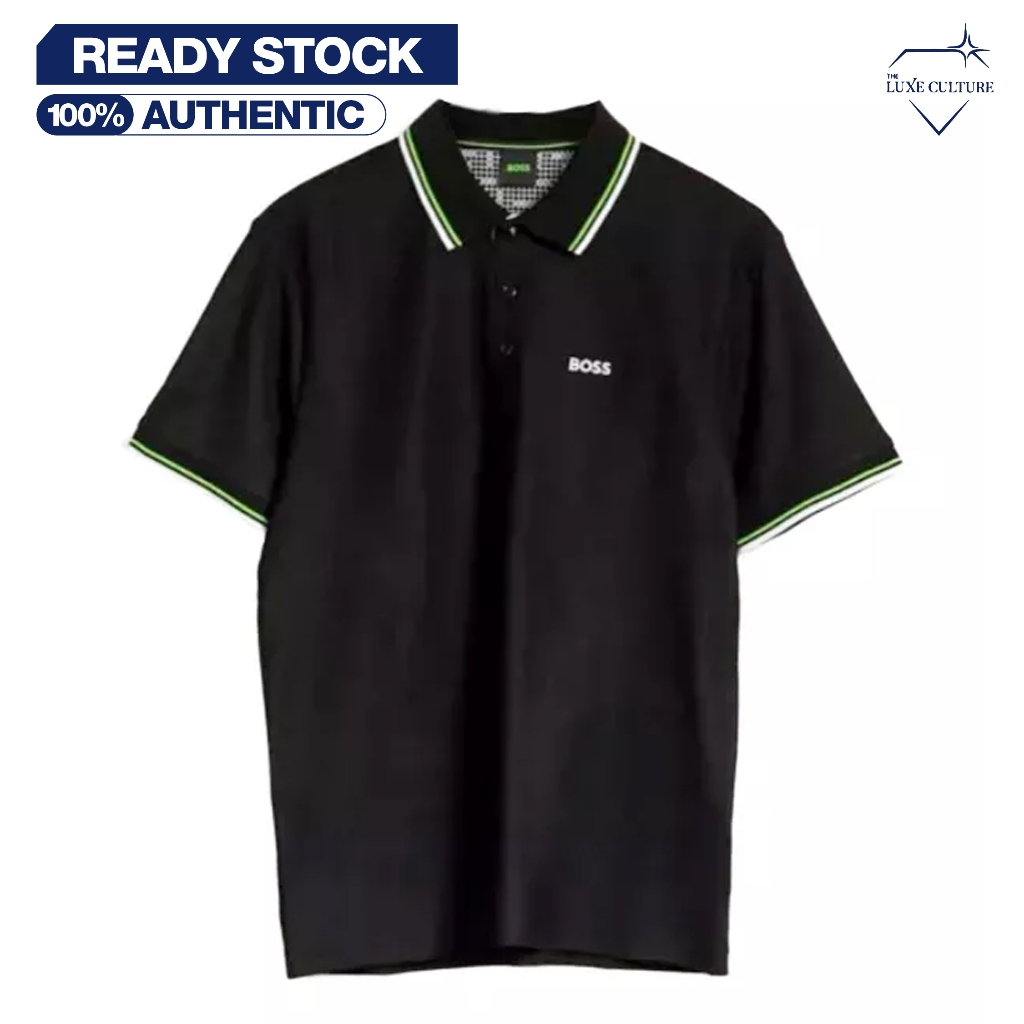 Black Green White Polo / Kaos Kerah Pria Branded Original