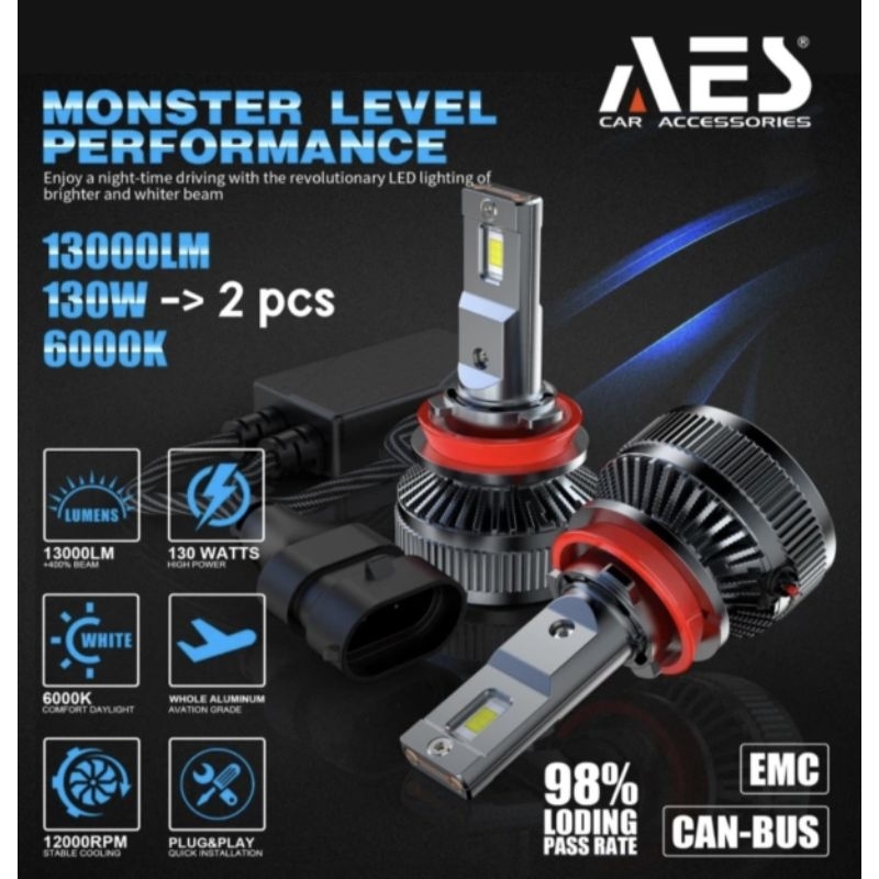 Lampu LED Turbo H11 AES Led Headlight Garansi 1 Tahun