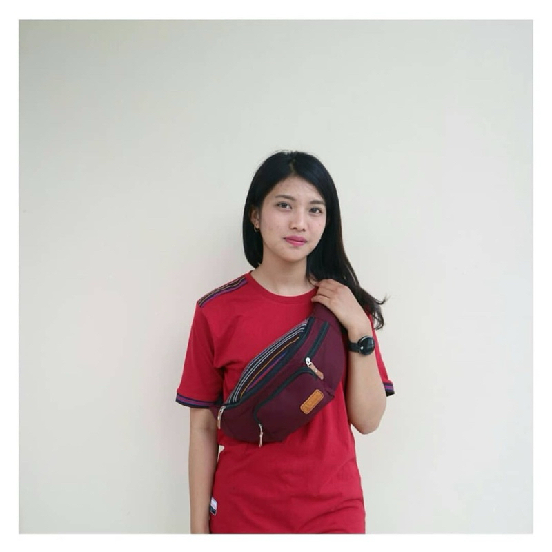 TAS PINGGANG WAIST BAG TENUN ASLI TORAJA MAROON 175