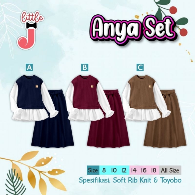Setelan kemeja vest Rok gadis dan dewasa Little J Anya Set Rok