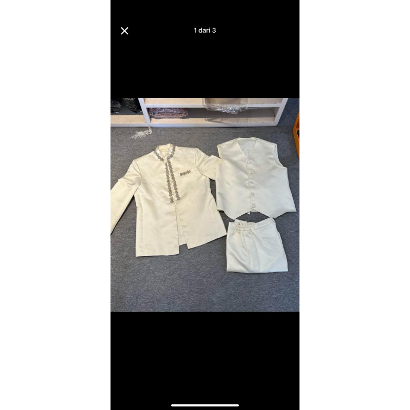 beskap/gaun/baju/pengantin/putih/akad/sepasang
