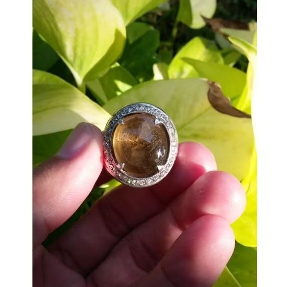 cincin batu kecubung teh natural smoky quartz