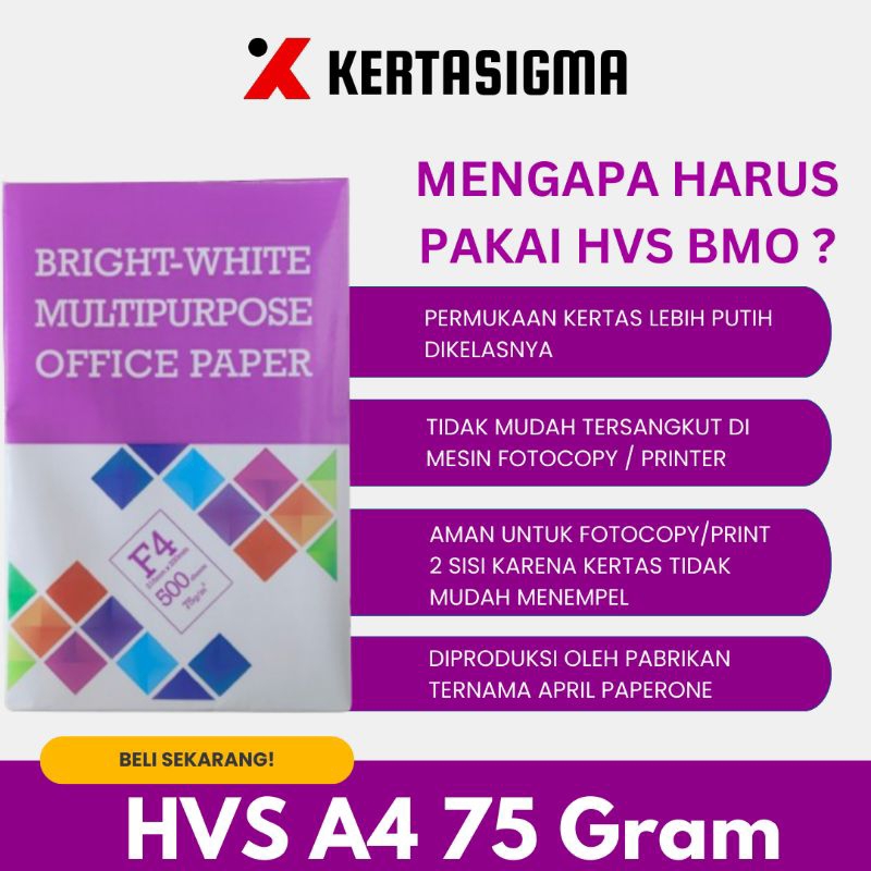 

Ay00! Bmo Ik Copy Paper Kertas Hvs A4 75 Gram 70 Gram Warna Putih 1 Dus 5 Rim