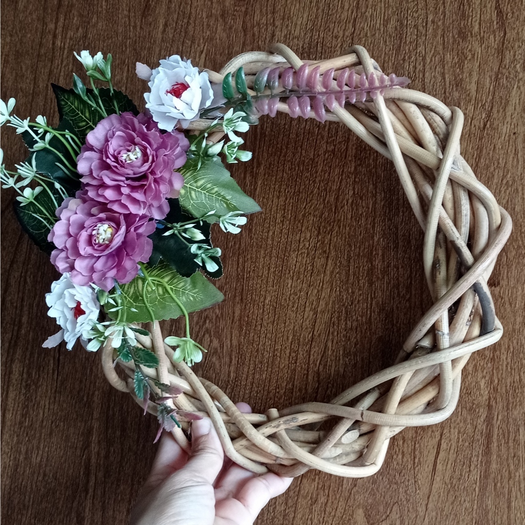 Wreath Flower Pintu Macrame wall hanging rotan - Hiasan Dinding Macrame Rotan Aesthetic - macrame hi