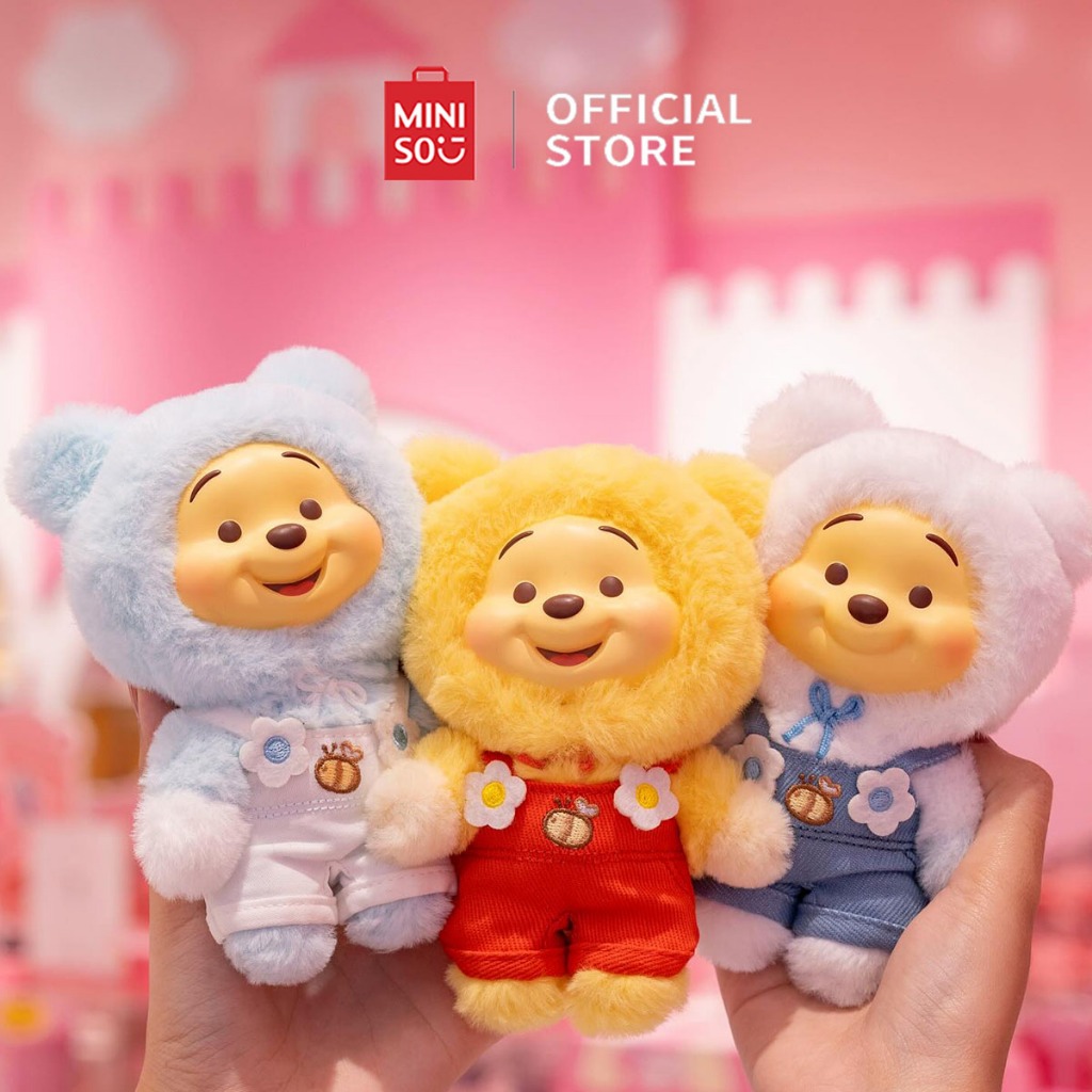 Miniso X Disney Winnie the Pooh Gantungan Tas Vinyl Face Plush Blind Box Keychain Plush Bear Lucu