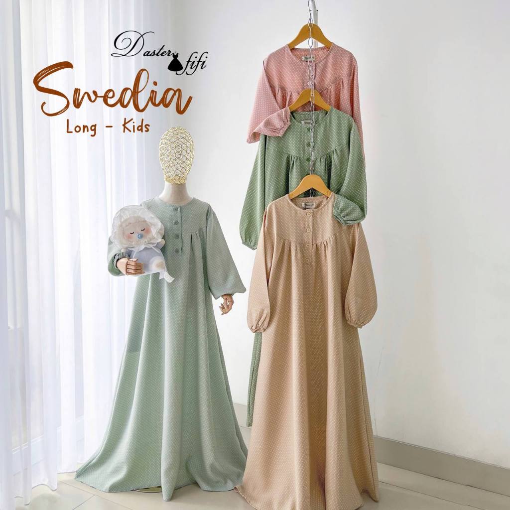 (456) Long Swedia Kids by Daster Fifi / Gamis Anak