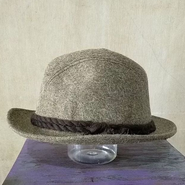 Topi Fendora, kulit felt asli, import eropa,coklat.