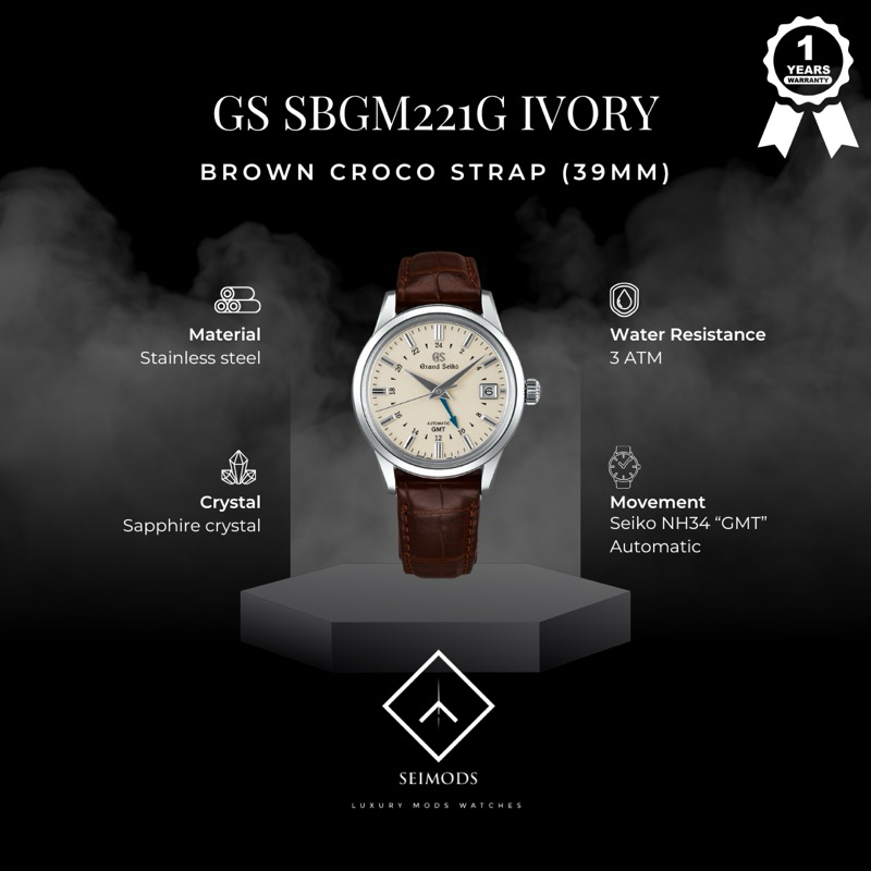 Jam Tangan Grand Seiko Mod GS Ivory GMT SBGM NH34 Automatic WatchB