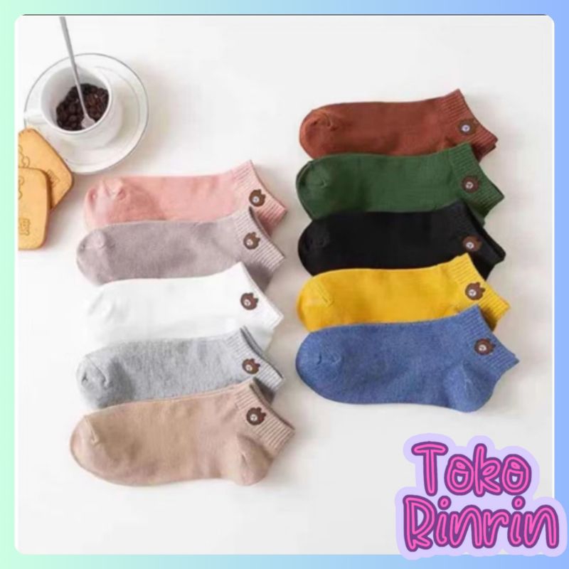 Rinrin kaos kaki Bear wanita, kaos kaki pendek Bear, kaos kaki bear