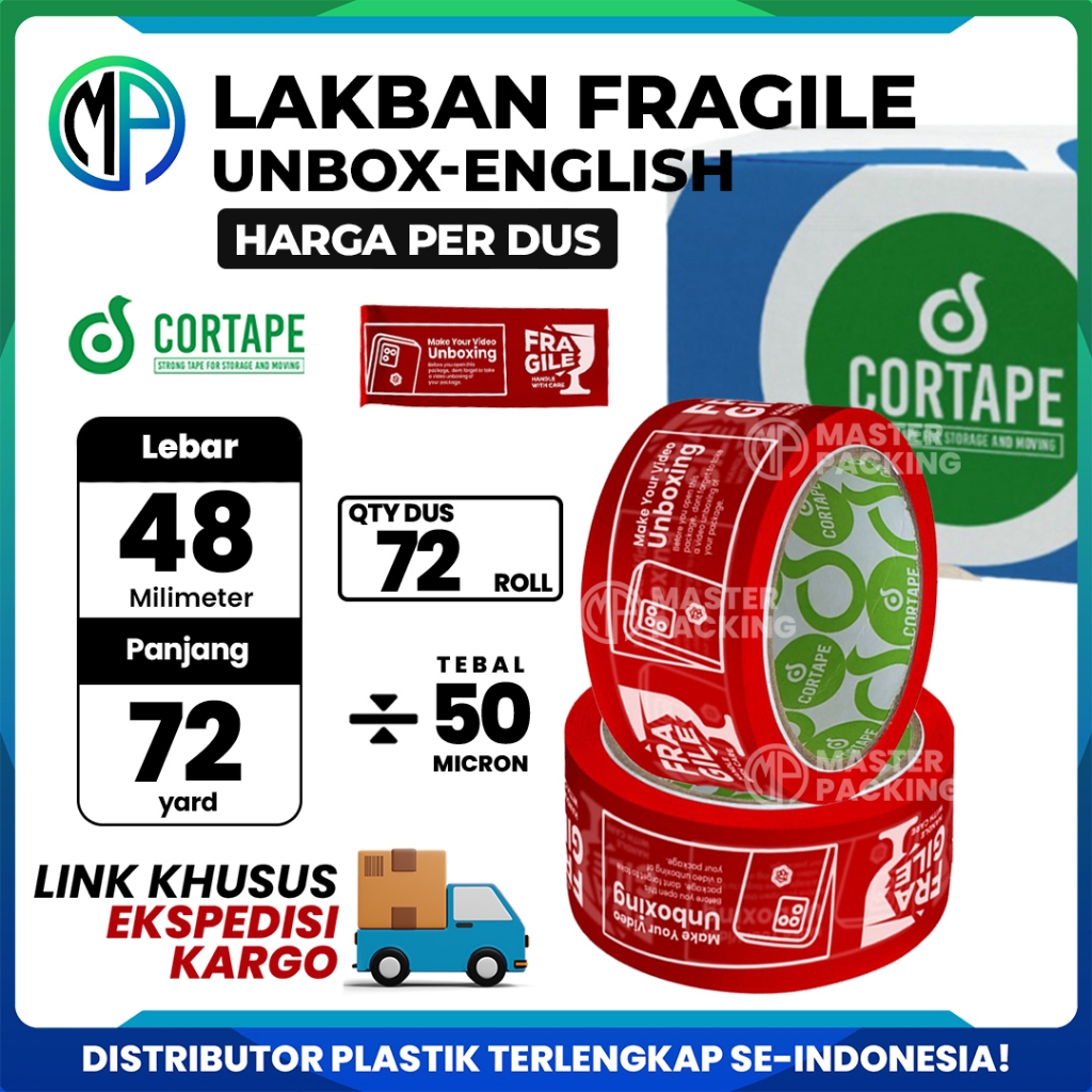 

Lakban Grosir Printing Fragile Unboxing English 2inch - 45mm x 72yard HARGA PER-DUS (VIA EKSPEDISI)