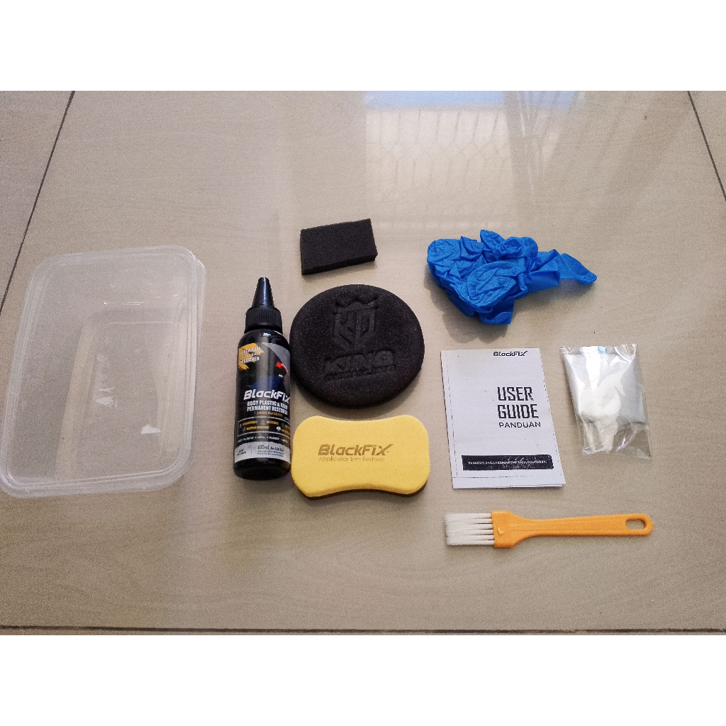 Penghitam body kasar motor/mobil plastik merek Black Fix Fullset