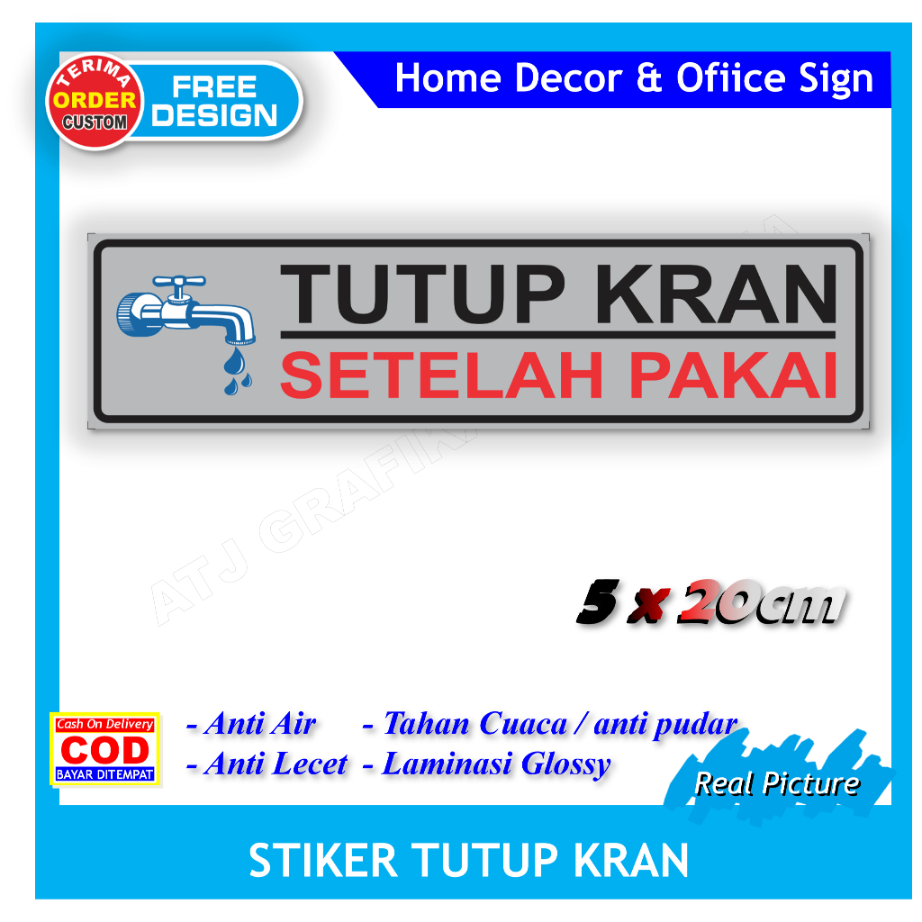 

Label stiker tutup kran setelah pakai sticker perintah hemat air kamar mandi toilet wc