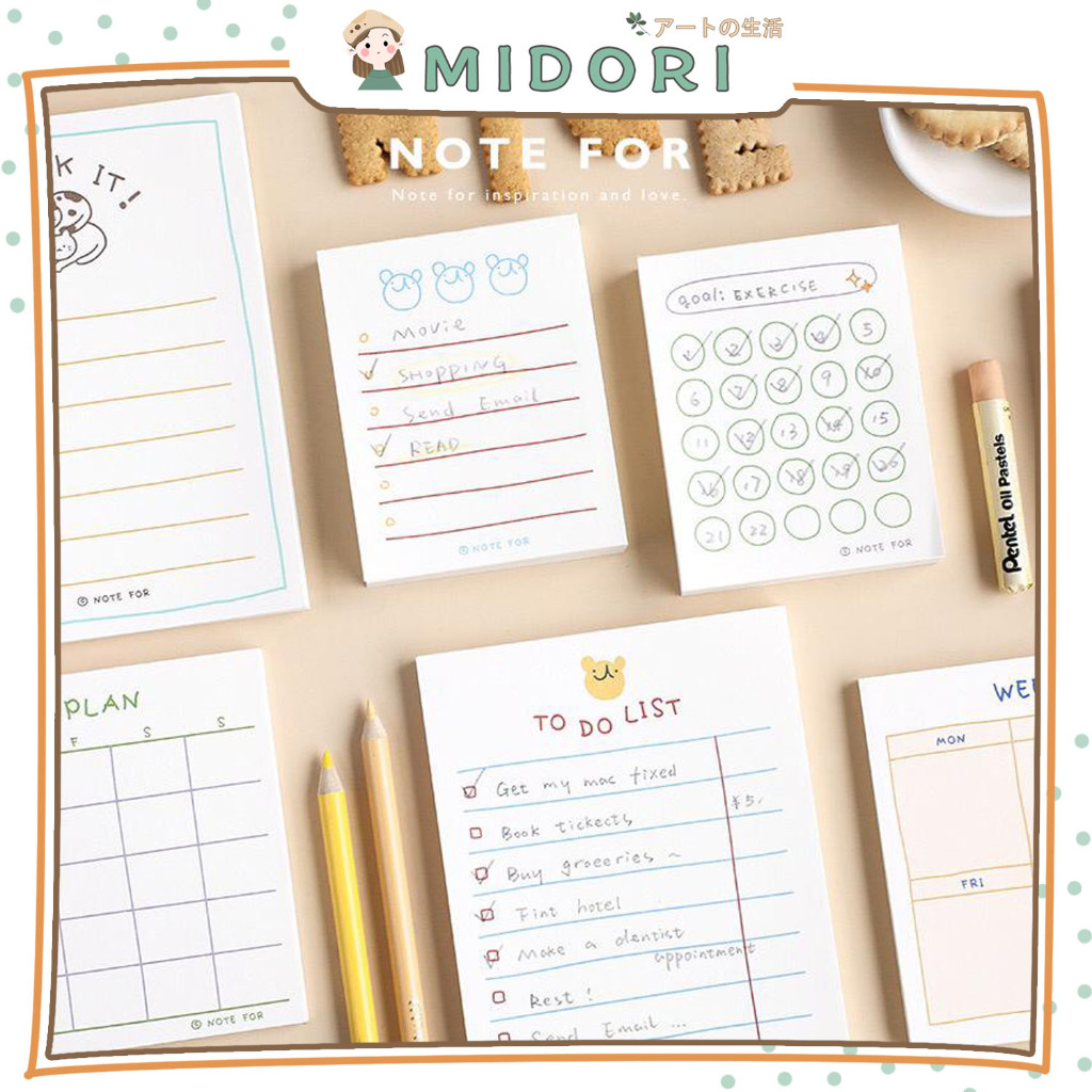 

[MIDORI] 100/ 50Lembar SIMPLE MEMO PAD Note Paper Notepad Note Book - C0066