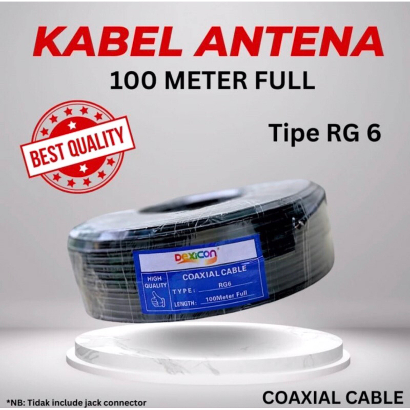 KABEL ANTENA TV 100 METER FULL RG6 COAXIAL CABLE KABEL ANTENA TV TEMBAGA BESAR DEXICON