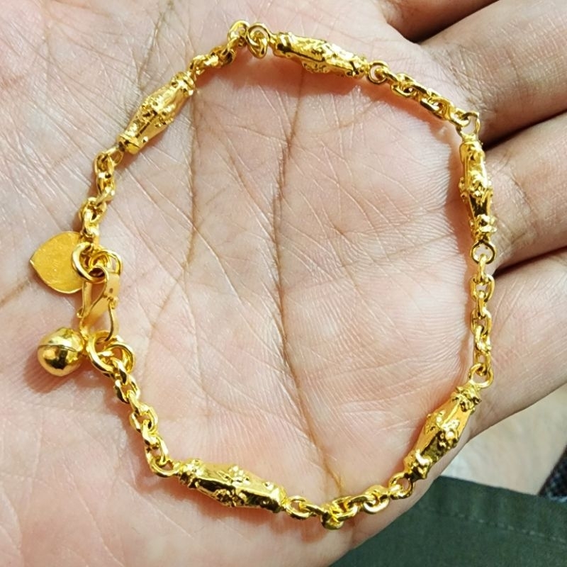 Gelang Bambu Rantai Nori Lapis Emas Gold Plated