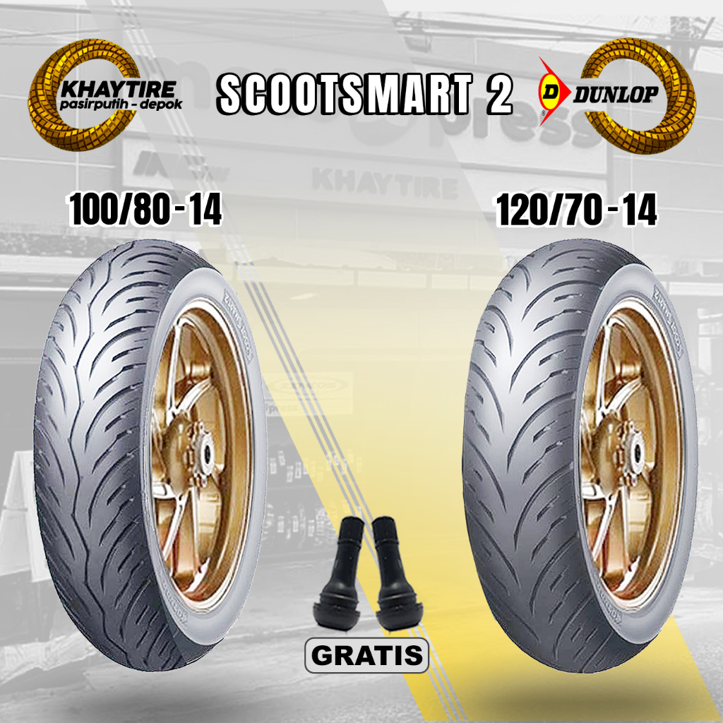 Paket Ban Motor HONDA PCX DUNLOP SCOOTSMART 2 100/80-14 + 120/70-14 Tubeless