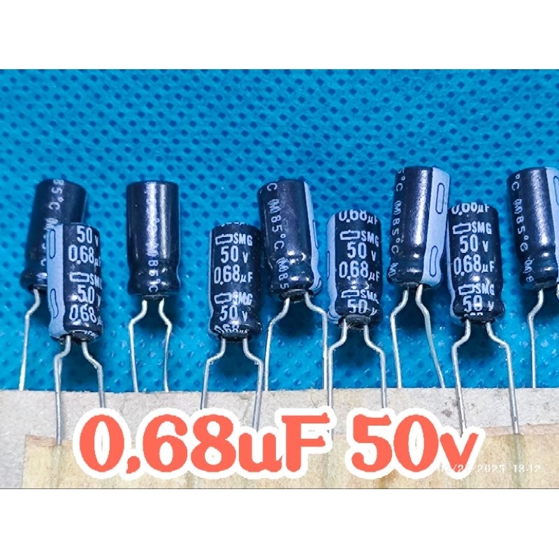Kapasitor capasitor elco elko 50v 0,68uf 50volt 0.68 uf original