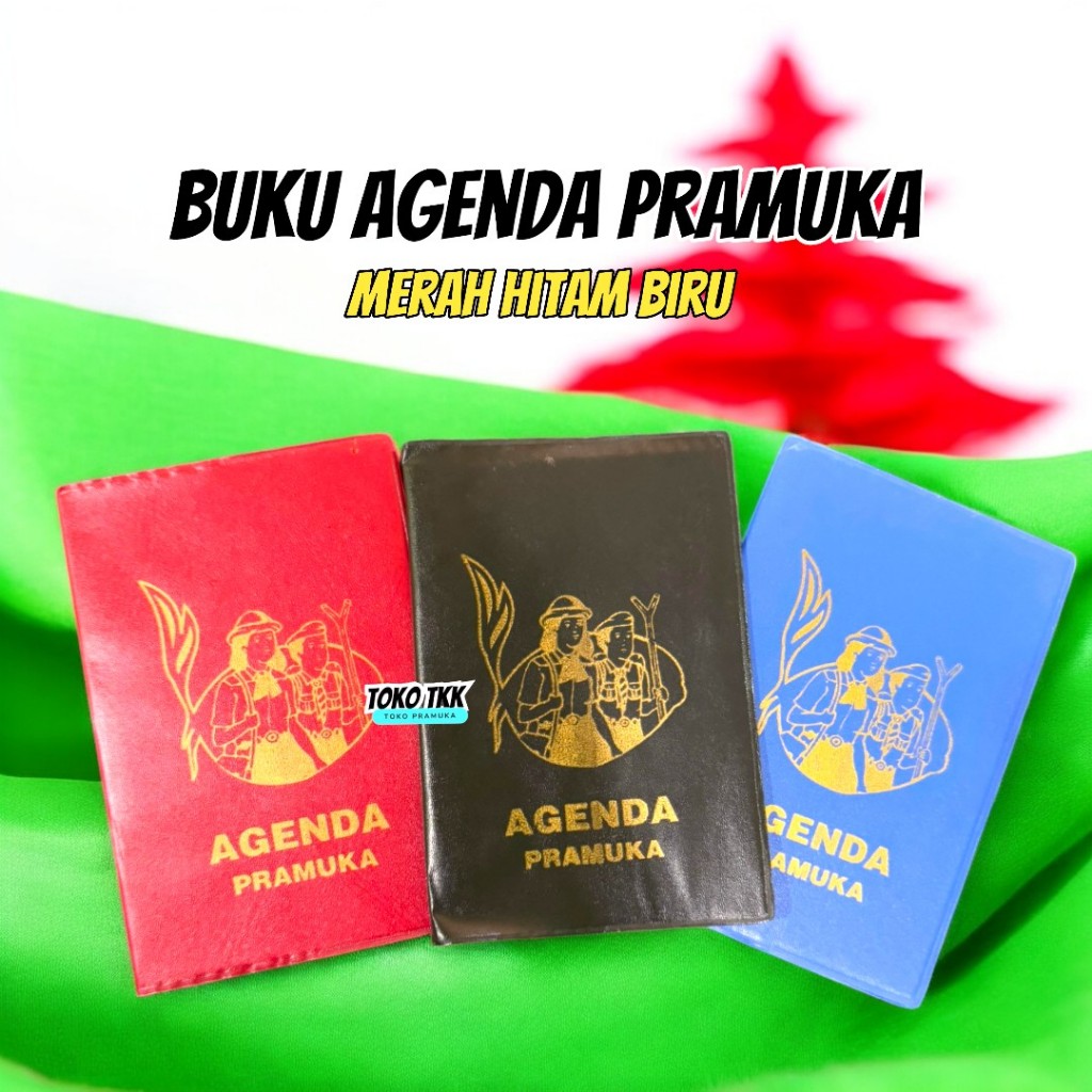 

Buku agenda pramuka merah hitam biru