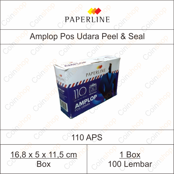 

Paperline 110 APS Amplop Putih Pos Udara Air Mail Peel & Seal 80 gsm 114 x 162 mm 100 Pcs Per Box