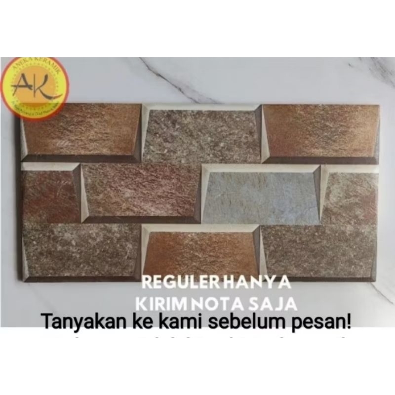 Keramik Dinding Kasar Motif Batu Alam Timbul 20x40 Abitare Beige