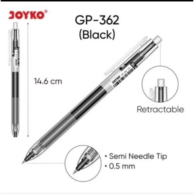 

GEL PEN GP-362 JUMBO FILL JOYKO ( hanya hitam )