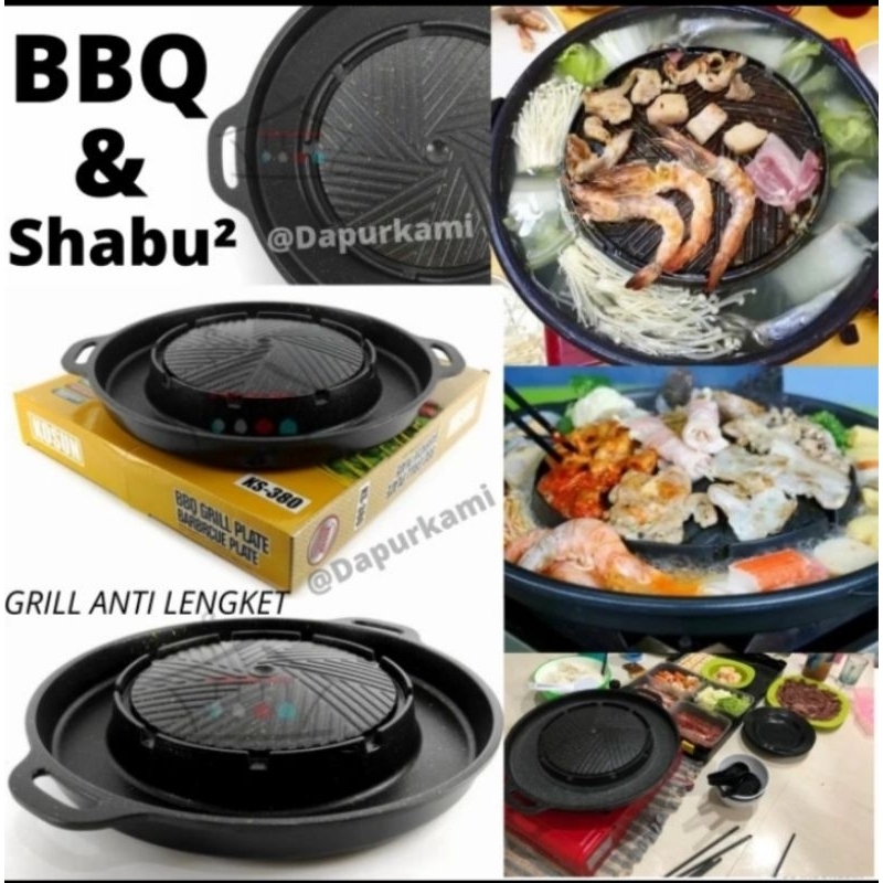 Bulgogi 2 grill pan BBQ panci Shabu Shabu pan alat PANGGANGAN anti lengket marble granit wajan pangg