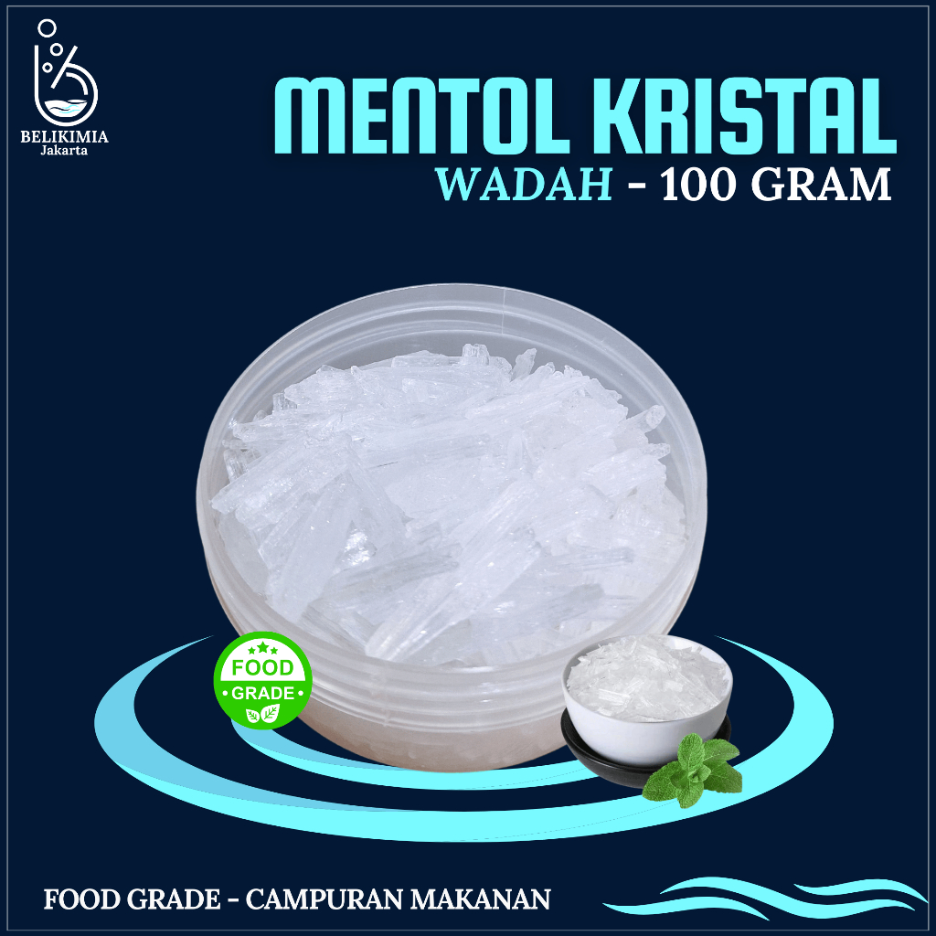 

Mentol Kristal 100 GRAM - Menthol Crystal Food Grade - Campuranan Makanan Minuman Jamu