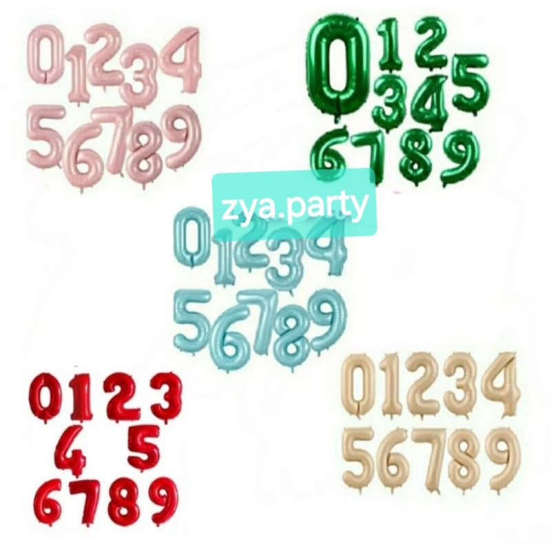Balon Foil Angka 80cm / Balon Angka /Warna Putih/warna merah/ Balon warna Caramel/Warna Pastel