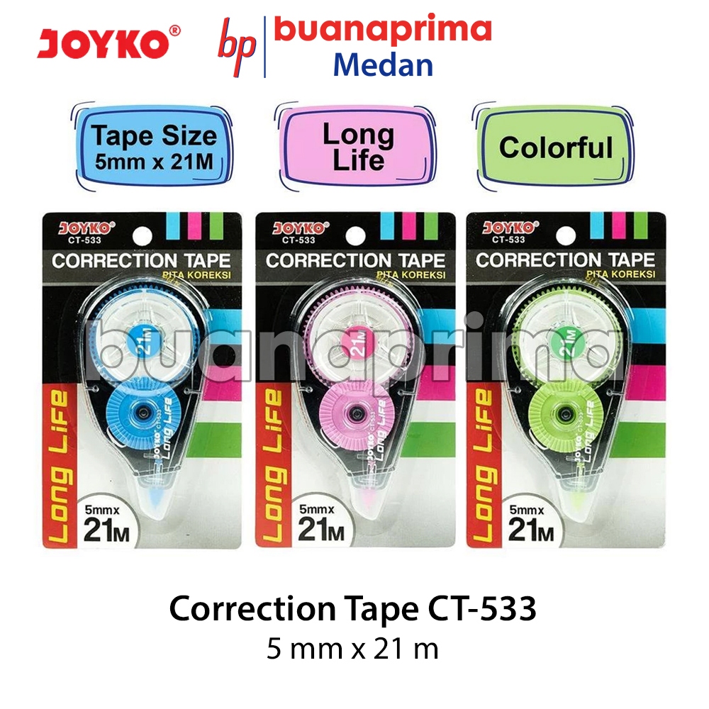 

CORRECTION TAPE JOYKO 21 Meter CT-533 Tip X Ex Kertas Tarik Pita