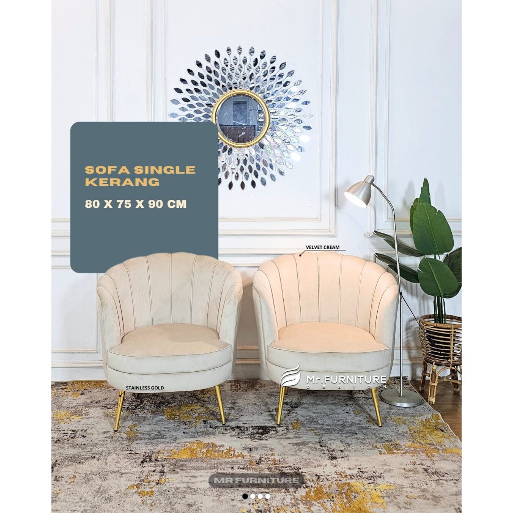 kursi sofa single kaki stainless