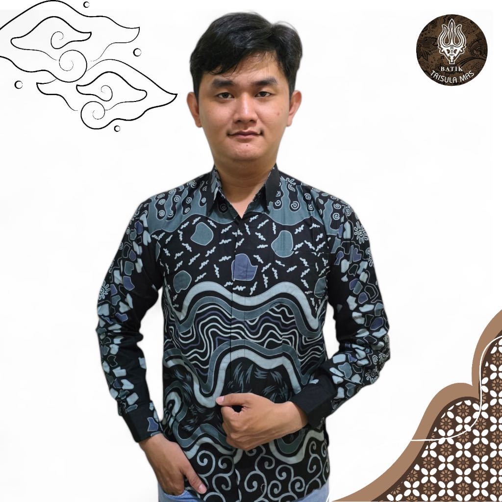 BATIK TRISULA MAS - BATIK PREMIUM MOTIF ULIR - Kemeja Batik Lengan Panjang Pria