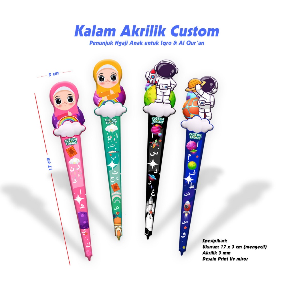 GBM // Petunjuk ngaji // Tuding Ngaji / Kalam Akrilik Custom Nama Print UV 3mm ( Motif Anak Perempua