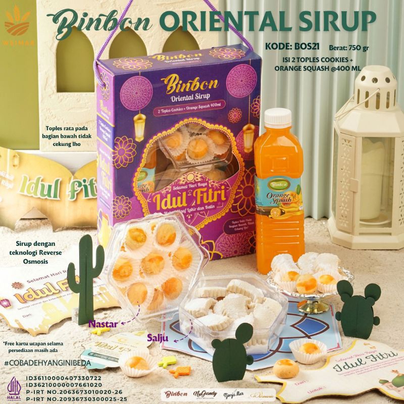 

31. HAMPERS LEBARAN (BINBON ORIENTAL ISI 1 SYRUP 2 KUE) HAMPERS CANTIK HARGA MURMER