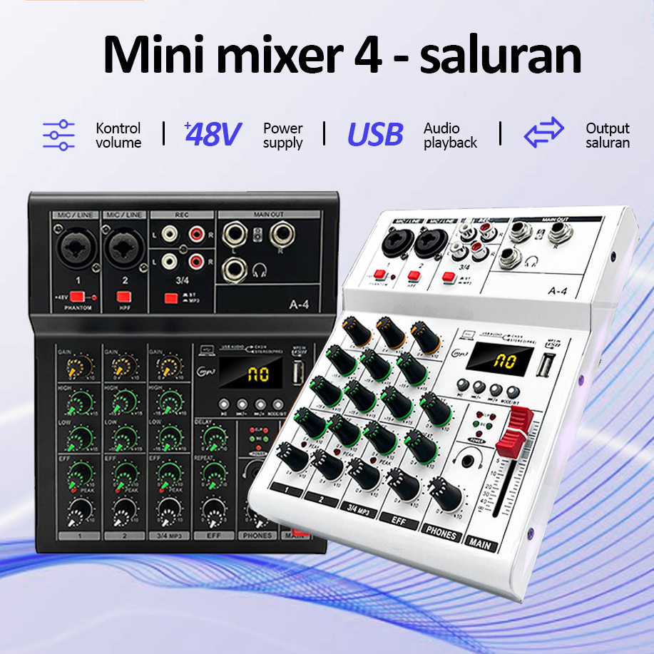 IDEELAB Pm4 mixer sound audio system Bluetooth dsp USB 4 channel mini audio interface for recording 