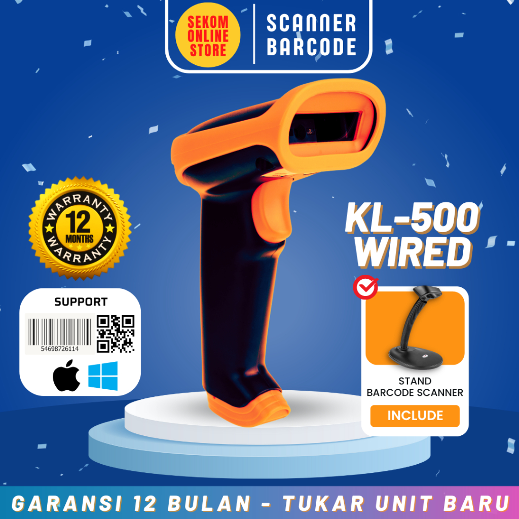 KOLMI Barcode Scanner 2D QR Code Wired KL500