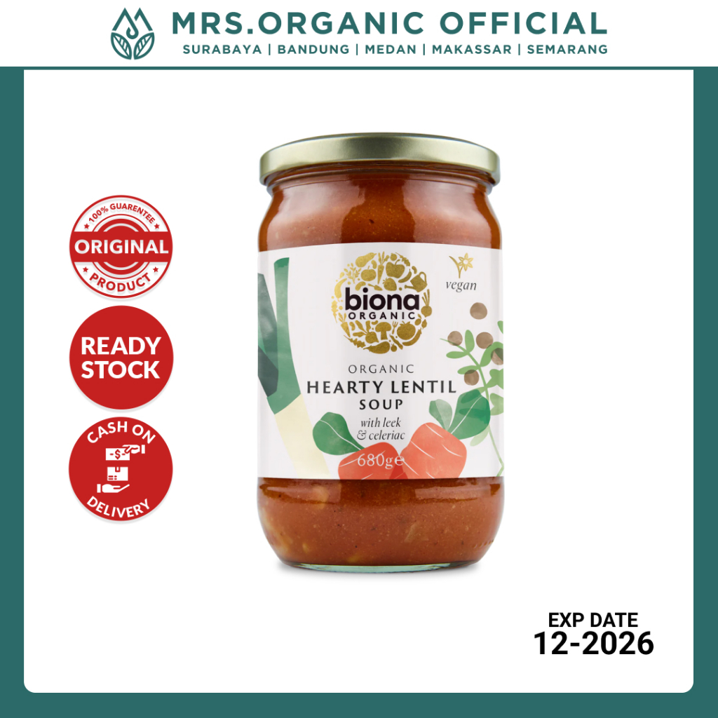 

Sup Organik Biona Organic Hearty Lentil Soup 680 Gr - Kaya Nutrisi Bebas Pengawet