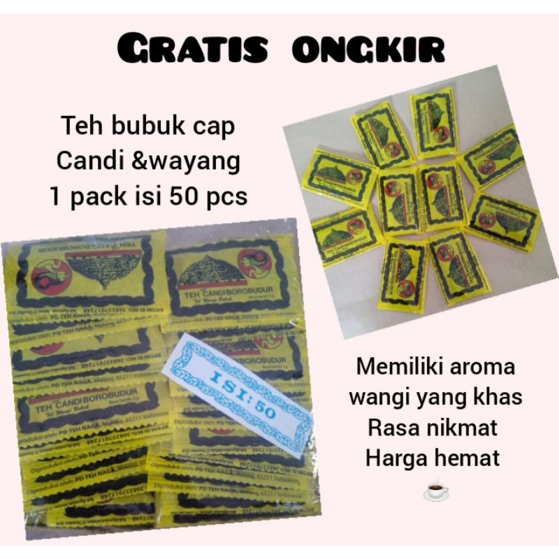 

TEH BUBUK CAP CANDI BOROBUDUR & WAYANG 1 PACK ISI 50 PCS