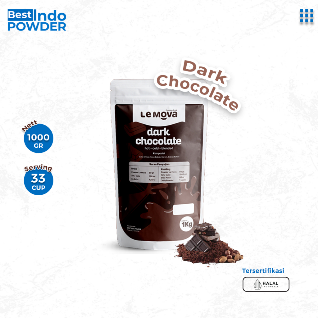 

BUBUK DARK CHOCOLATE LEMOVA 1Kg / POWDER COKLAT / BUBUK MINUMAN 1Kg