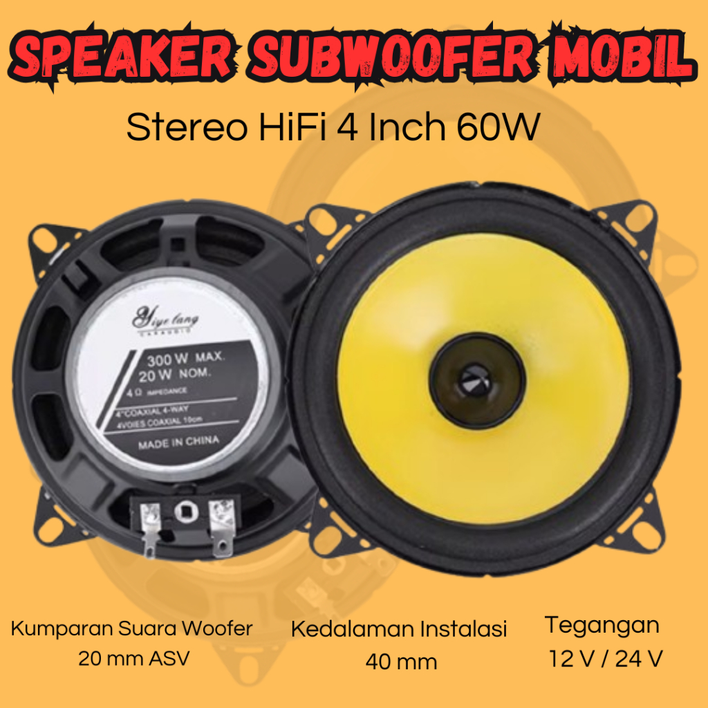 COD LaBo Speaker Pintu Mobil Subwoofer Audio Stereo HiFi 4 Inch 60W 2 PCS LB PS1401D