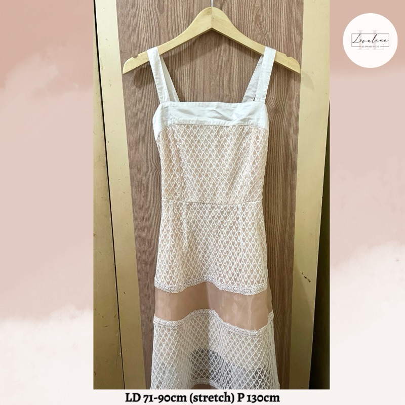 BOJJI.E BOJJIE Kezia Dress in White Long Dress White Brocade Satin Organza Maxi Midi Dress Baju Pest