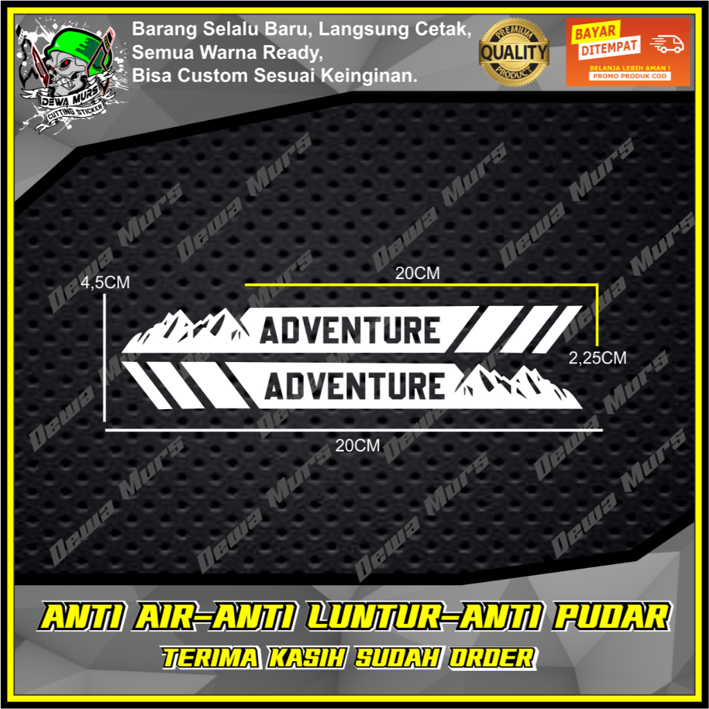 Cutting Sticker STRIPING ADVENTURE SIMPEL KANAN KIRI Sticker Cocok Buat Motor Dan Mobil